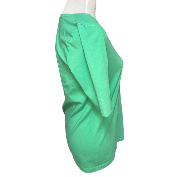 Jones New York Green V-Neck Basic T-Shirt, Size M - Picture 2 of 3